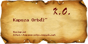 Kapsza Orbó névjegykártya
